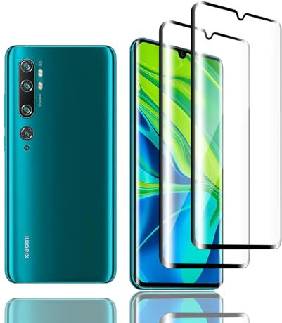 Kziwii 2 Piezas Protector Pantalla para Xiaomi Mi Note 10 Vidrio Templado, Dureza 9H, Antihuellas, Sin Burbujas, Antiarañazos, Cristal Templado Alta Definicion