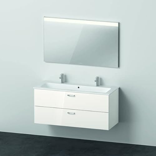 Duravit Xbase, Möbel-Set wandhängend, mit LED-Spiegel, Waschtisch und Waschtischunterschrank, Breite 1200 mm, XB00660, Farbe: Weiß glänzend