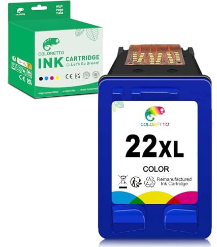 COLORETTO 22 XL Farbe Wiederaufbereitet Druckerpatronen Kompatibel für HP 22XL Patronen für Deskjet F2120 F2280 F380 F4180 F335 F375 F4190 PSC 1410 1415 Officejet 4315 4355 Druckers