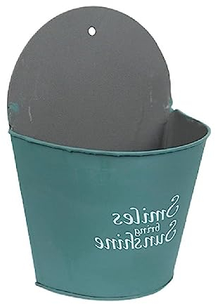 Pot de fleurs mural à suspendre - Panier de rangement demi-rond pour balcon, jardin, intérieur et extérieur - Petit seau mural en métal galvanisé - Vase de ferme pour avec