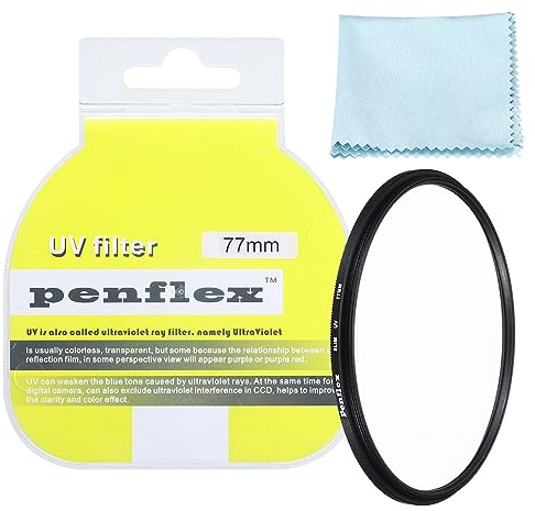 PATIKIL 77mm Filtro, 1 Pz Protezione Filtro SLIM Protezione-UV Fotocamera Obiettivo Filtro Alluminio Ottica Fotocamera Accessori Cristallo Chiaro Fotografie per77mm 30mm Lenti
