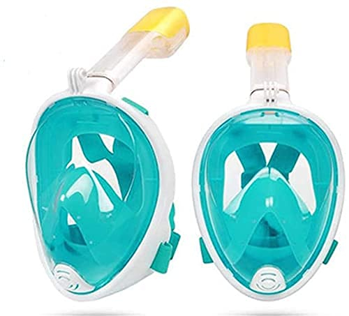 Tauchmaske: 181° Volltrocken-Schnorchelmaske, konzipiert für Erwachsene, mit Wasserdichten und bruchsicheren Eigenschaften.Ideal zum Schnorcheln und zur Erkundung der Unterwasserwelt. Hellblau,