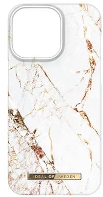 iDeal Of Sweden Printed phone case, colorful pattern, protective cover in hard plastic for iPhone with microfiber lining. Compatible with iPhone 15 Pro Max (Carrara Gold)