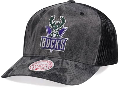Mitchell & Ness Milwaukee Bucks Burnt Ends Black Trucker Snapback Cap