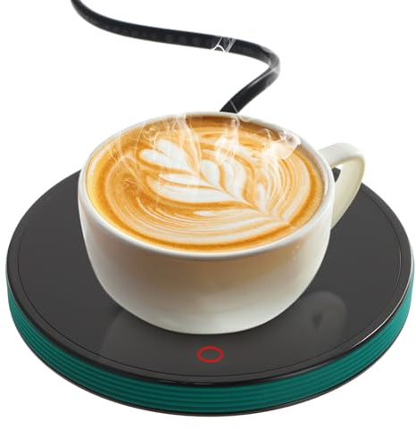 Calentador de Tazas de Café Inteligente con 2 Ajustes de Temperatura, Posavasos Eléctrico Calentado hasta 55 ℃, Placa Calentadora de Bebidas Eléctrica Apagado Automático de 8 Horas (Verde)