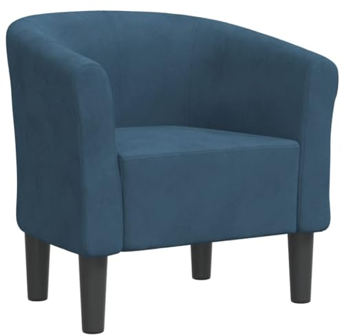 vidaXL Clubsessel, Sessel mit gepolstertem Sitz Armlehnen, Cocktailsessel mit Holzgestell, Loungesessel Relaxsessel Polstersessel, Dunkelblau Samt