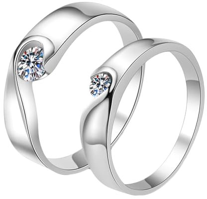 Homxi Damenring 925 Silber,Engagement Ring Herz-Puzzle mit Moissanit 0.1ct Frauen Ringe Silber Gr 60(19)