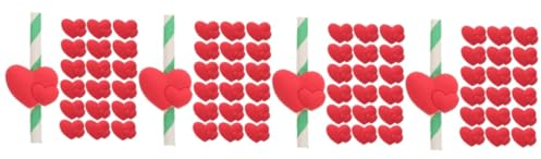 TOPBATHY 120 Pcs Couverture De Paille En Silicone Décorations De Paille Décorations De Fête Ornement De Paille Anti-Rides Décor De Paille De Coeur Décorations De Mariage Pour La Cérémonie