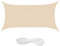 Relaxdays Voile d'ombrage rectangulaire, 2 x 4 m, Toile Pare-Soleil, Hydrofuge, avec Cordes, Beige