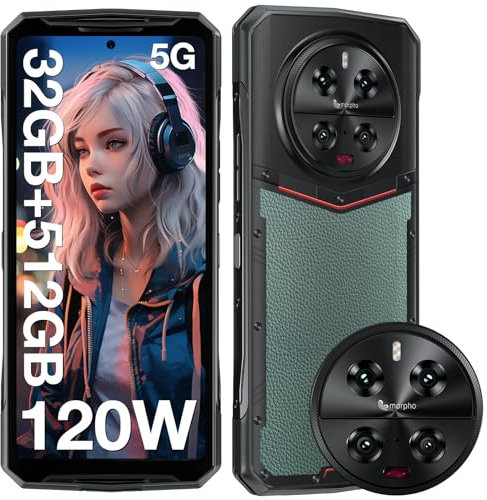 DOOGEE DK10 5G Telephone Portable Incassable 120Hz,32GO+512GO,AMOLED 6.67'' FHD+ Dimensity 8050 Smartphone Incassable,50W Wireless Charge+120W Charge,Morpho 64MP Night Vision,GPS/NFC/WiFi6