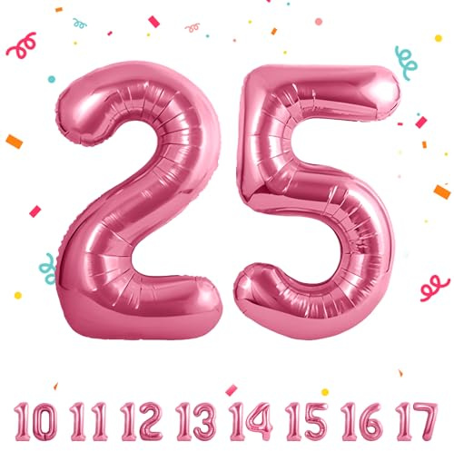 ballonluftballon 25 jahre | Rose 25 ballons-40-101cm 25 Geburtstagsdeko -25 Folienballon Zahl Deko zum Geburtstag fliegt mit Helium 25 Geburtstag für Männer Frauen 25 Geburtstagsparty Jubiläum