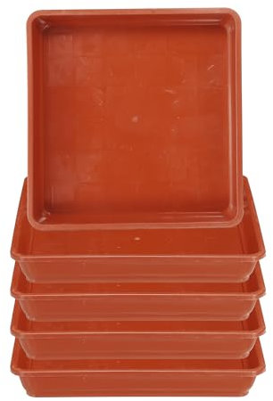 PATIKIL Plant Saucer Tray, 5 Pack 7 Inch Plastic Square Plant Saucer Flower Planter Drip Tray for Indoors Outdoors Patio Balcony, Terracotta