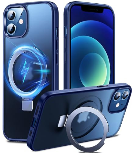 Chicfun 3-in-1 [Magnetic+KickStand+Ring Holder] for iPhone 12/12 Pro Case Stand Ring Holder Compatible with MagSafe, Military Shockproof Protective Matte iPhone 12/12 Pro Phone Case Kickstand Cover