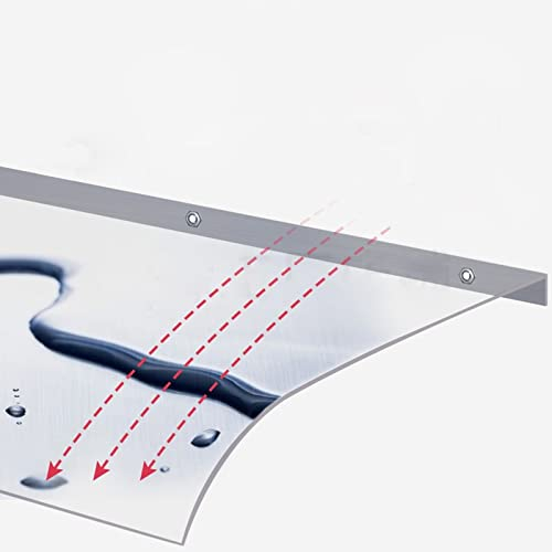 Moderne Außenmarkise, transparentes Vordach für die Haustür, unsichtbares Vordach, UV-Schutz-Polycarbonat-Abdeckung, Regenschutz, Überdachungsabdeckung, mit Zubehör (50 x 400 cm/19,6 x 157