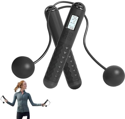 Corde à Sauter, Corde a Sauter Sport avec Compteur de Calories Jump Rope sans Fil Numérique Réglable pour Fitness, Perte de Graisse, Gym