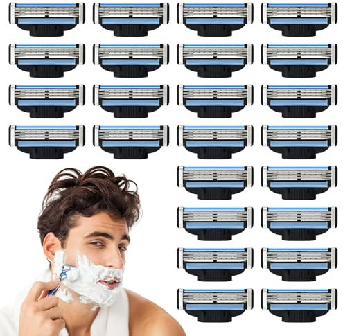 24 Stück Professionelle Rasierklingen, Upgrade Männer Rasierklingen, Manuelle Rasierklingen mit 3-Schlitzen, Rasierklingen für Mach 3, Waschbar Rasierklingen für Vater Freund