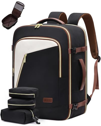 LOVEVOOK Reiserucksack Damen Groß, Rucksack Handgepäck Flugzeug, 17.3 Zoll Laptop Rucksäcke Travel Backpack Carry On Luggage Kofferrucksack Geschäftsreise für Reise Arbeit Business Weekender