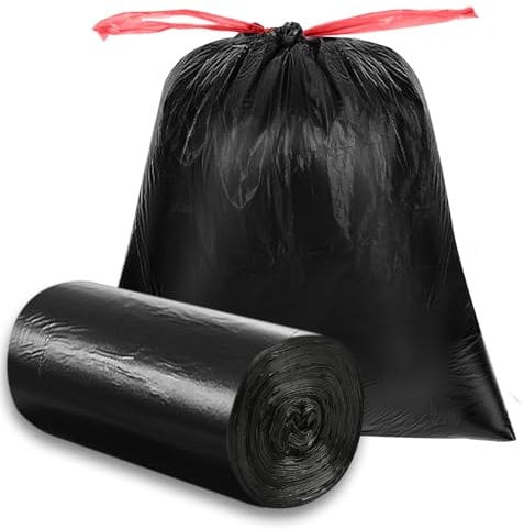 O2frepak 100 Litre Extra Strong Heavy Duty Bin Bags,Garbage Bags with Durable Drawstring,Waste Disposal Bags for Household or Commercial Use (30 Count,80x100cm)