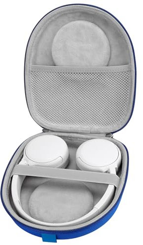 Linkidea - Funda de transporte para auriculares compatible con Sony WH-CH520, WH-CH510, MDR-ZX310, Skullcandy Riff 2, carcasa rígida de repuesto con cable, cargador (azul)