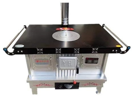 FUHAI-666 Kohle und Holz Doppelzweck-Heizofen Ländlicher Haushalt Rauchfreier Innenvergasungsofen Energiesparender Holzofen Backofen(Silver,Klein)