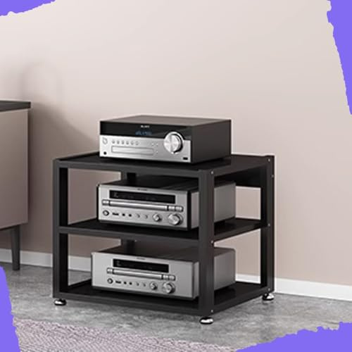 IMUNKT 3/4/5-Tier Audio Component Rack Heavy Duty AV Media Stand HiFi Amplifier Rack - 90cm High - Stereo Receiver Record Player Display Stand(Black,3 Tier-50X40X48.5CM)