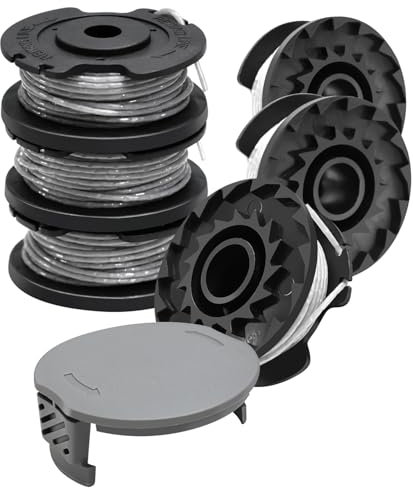 Uchidodo Strimmer Wire for Bosch EasyGrassCut, 6 Pieces Strimmer Spool, Length 16ft, Diameter 0.063 in with Spool Cover