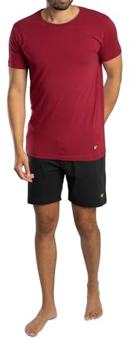 Lyle & Scott Mens Jersey Lounge Pyjama Set Ruby Wine/Black XXL
