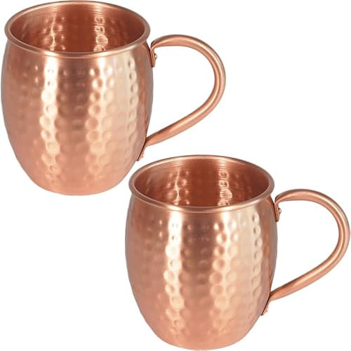 YHNSDJX Mug Moscow Mule en cuivre réutilisable, chope à bière durable et cuivrée, tasse à café de 35 cl, tasse à lait, tasse de bar en cuivre pur, verres(Solid Copper Cup-2PC)