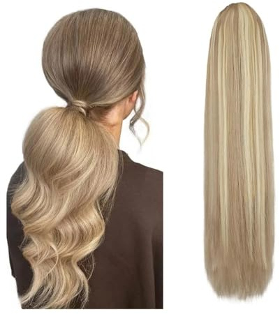 Coda di Cavallo Extension Evidenziare Biondo Lunga Coda di Cavallo 120G Clip In Extension for Capelli Coulisse Lisci Veri Capelli Umani ponytail extension(10inch)
