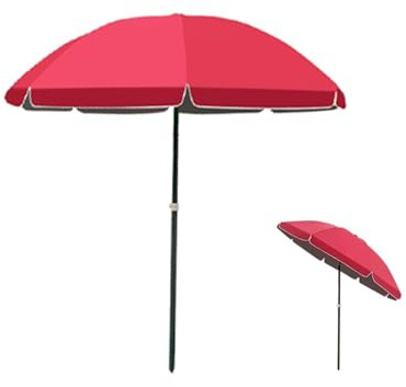 GFYHTN Parasol de Jardin Rond 2m, Parasol Inclinable Extérieur avec réglable en Hauteur, Protection UV pour Plage Balcon terrasse(Red,6.5ft/2m)