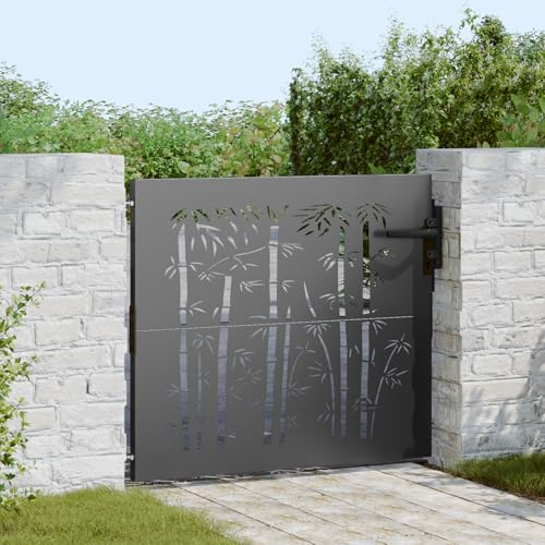 Gecheer Modern Metal Garden Gate with Laser Cut Design - Powder-Coated Steel, Secure Deadbolt Lock, Perfect for Spring/Summer Outdoor Spaces Hardware accessories