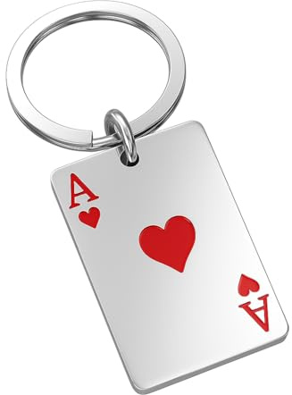 DONWOIE Poker Ass Schlüsselanhänger,Taschenanhänger für Frauen mit klarem roten A-Design, coole Schlüsselringe als Geschenk für Kartenspiel-Liebhaber und Pokerfans-Rot