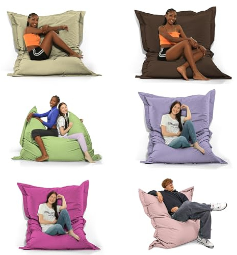 GlückBean Sitzsack 2-in-1 Funktionen Riesensitzsack für Erwachsene & Kinder - Gaming & Entspannen - Indoor & Outdoor da er Wasserfest ist - mit EPS Perlen (Puderrosa, 140X180 cm)
