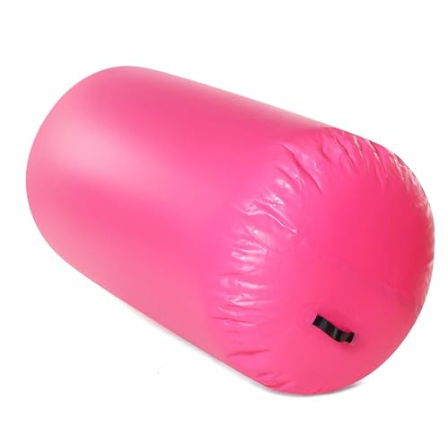 Luftroller Turnfass 60/70/90cm Aufblasbare Air Track Roller Gym Roll Barrel for Gymnastik Mit Pumpe, home/Tumbling(Pink,100x60cm)