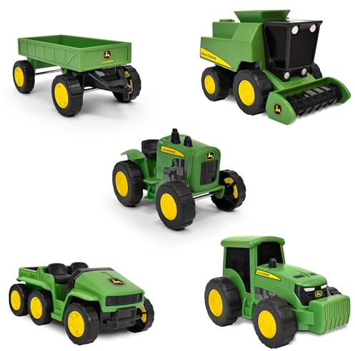 John Deere 5-Pack Micro Farm Vehicles – Moving Parts and Rolling Wheels – 3+ Years