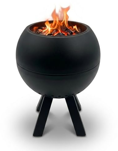 EdenOutdoor® Rauchfreies Tischfeuer Outdoor – Tischkamin für Garten, Terrasse & Balkon – Kleine Feuerstelle für Pellets und Holz – Doppelwandige Stahlkonstruktion inkl. Schaufel – Schwarz