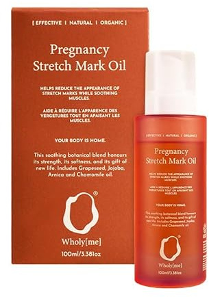 WholyMe - Huile anti-vergetures naturelle - Soin corporel grossesse et post-partum - Prévient et réduit les vergetures - Formule naturelle - 100 ml