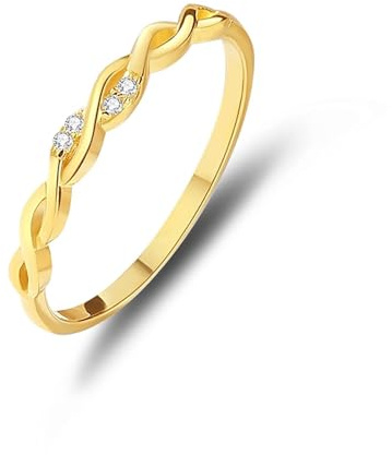 Verlobungsringe Damen, Cute Rings Unendlichkeitszeichen mit Rundem Diamanten Gold 9K Gelbgold Größe 63 (20.1)