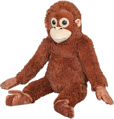 Aubzy Plüschtier AFFE – 66 cm großer Boxaffe, weicher Orang-Utan mit Klettverschluss, realistische Kuschelpuppe, Anti-Stress Geschenk für Erwachsene & Tierliebhaber
