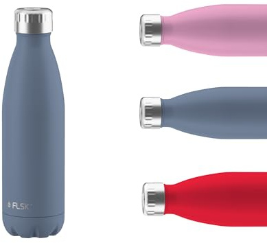 FLSK Trinkflasche – Premium Edelstahl Thermosflasche – 100 % auslaufsicher & kohlensäuregeeignet – hält 24 h kalt & 18 h heiß – BPA-frei (denim, 750 ml)