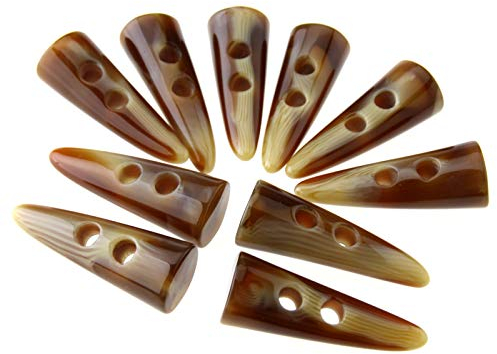 Ototec Knebelknöpfe, 10 x 50 mm groß, Horn-Nachahmung, für Mäntel, Jacken, Cremefarben