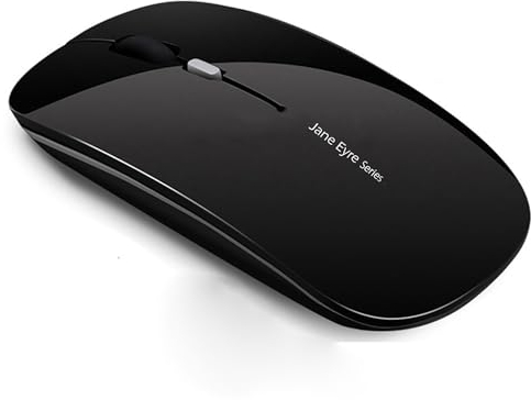 Uiosmuph Q5 Ratón Inalámbrico Recargable, Mouse Wireless 2.4G Mute de Mouse Inalambrico, Ultra Delgado,1600 dpi Ajustable para Portatil/Laptop/MacBook/Android/PC/Mac (Negro)