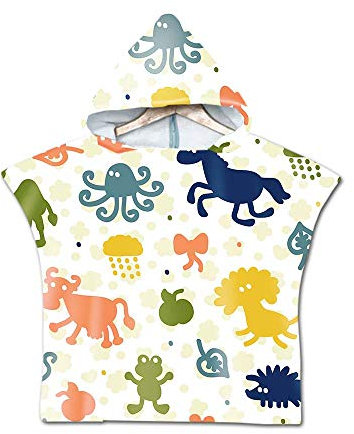Chickwin Chickw1 Badeponcho mit Kapuze Kind Poncho Handtuch, Kinderhandtuch Strand Schwimmen Bad Kapuzenhandtuch Bademantel Zum Wechseln für Jungen Mädchen (60 * 80cm,Grüner Frosch)