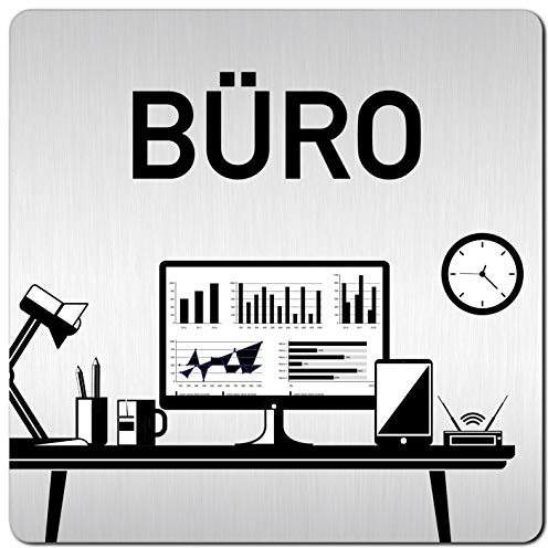 Türschilder24 XXL Schild - Türschild • 125 x 125 mm • Büro • 1,5 mm Aluminium Vollmaterial • 100% Made in Germany (Büro Pikto 001)