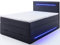 wonello Boxspringbett 140x200 mit Bettkasten und LED Beleuchtung - gemütliches Bett mit led Beleuchtung - Stauraumbett 140 x 200 cm schwarz mit Matratze und Topper