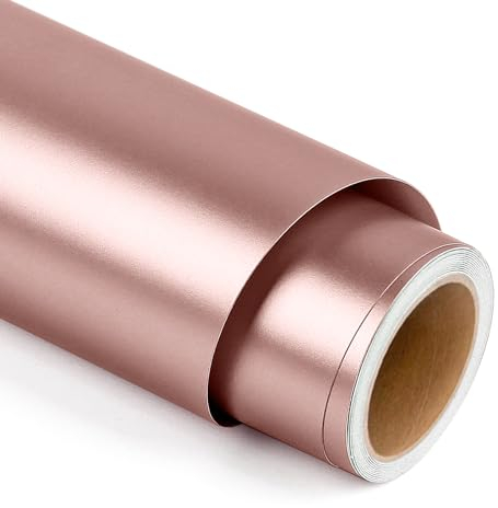 Mattes, metallisches permanentes Vinyl für Cricut, 30,5 cm x 1,5 m, rotgoldene selbstklebende Vinyl-Rolle für Cricut und Silhouette Cameo, rotgoldenes Vinyl für Partydekoration, Fensteraufkleber,