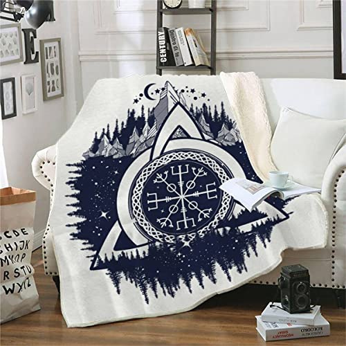 RFFLUX 3D Wikinger Kuscheldecke 150x200cm Warmer Winter Weich Keltischer Knoten Decke Microfaser Sherpa Wohndecke Flauschige Couchdecke für Erwachsene Weihnachten Geschenk Blanket