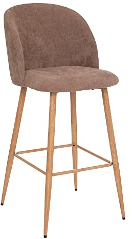 Barstuhl Celeste Taupe, Cord, Metallbeine in Eichenoptik