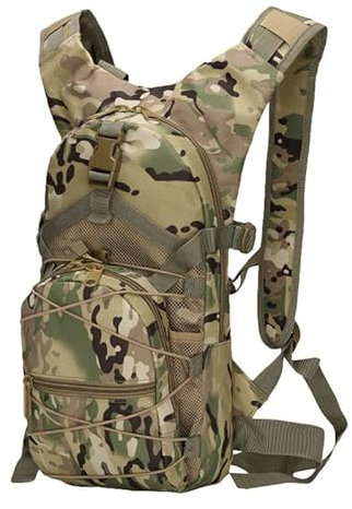 MR TANGMEN Camo Bike Rucksack 15L Outdoor Wasserdicht Mehrfatasche Dauerhaft Trekking Hoher Dichte Oxford MOLLE-System Wanderrucksack Bergsteigen Tasche CP Camo