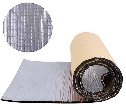 MUYOGRT Dämmmatte Auto Schallschutzmatte Isolierung- Schaumstoff Selbstklebend Matte Schallschutz Mattenrolle,Feuerfest, Feuchtigkeitsfest, Wasserdicht Kraftpapier-Zinnfolie 200*50*1CM